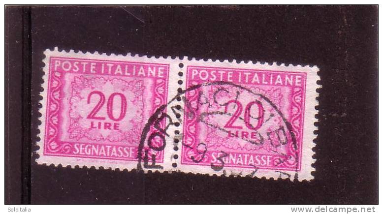 1956/61 (114/l) Segnatasse Filigrana Stelle II Lire 20 Usato In Coppia - Leggi Messaggio Del Venditore - Impuestos