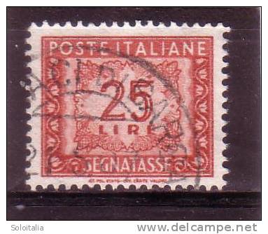 1956/61 (115/l) Segnatasse Filigrana Stelle II Tipo Lire 25 Usato  - Specializzazioni - Impuestos