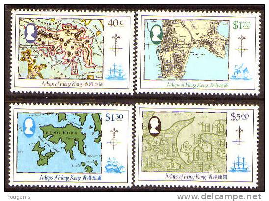 Hong Kong SG454-7 1984 40c-$5 Maps Of Hong Kong MNH - Unused Stamps