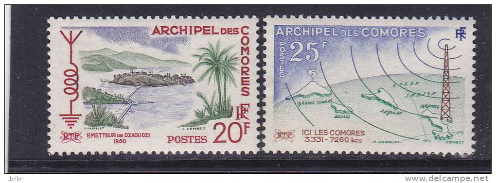 COMORES N°17/18 INAUGURATION DE LA RADIODIFFUSION DANS L'ARCHIPEL NEUF SANS CHARNIERE - Unused Stamps