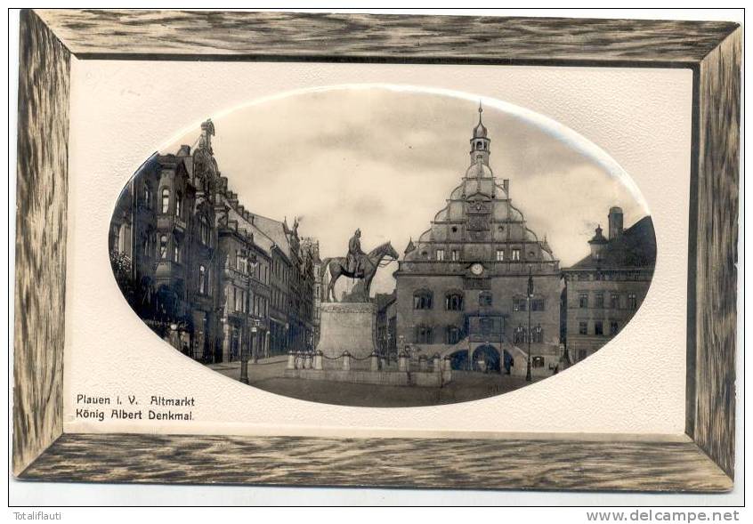 Plauen Vogtland Altmarkt Passepartout Prägedruck Holzrahmen Imitiert 10.1.1910 Gelaufen TOP-Erhaltung Brillant Marke - Plauen