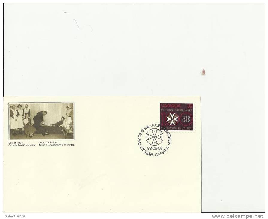 CANADA 1982 . FDC 100 YEARS OF ST JOHN'S AMBULANCE  W 1 STAMP OF 32 C POSTM. OTTAWA JUN 3 RE 2093 - 1981-1990