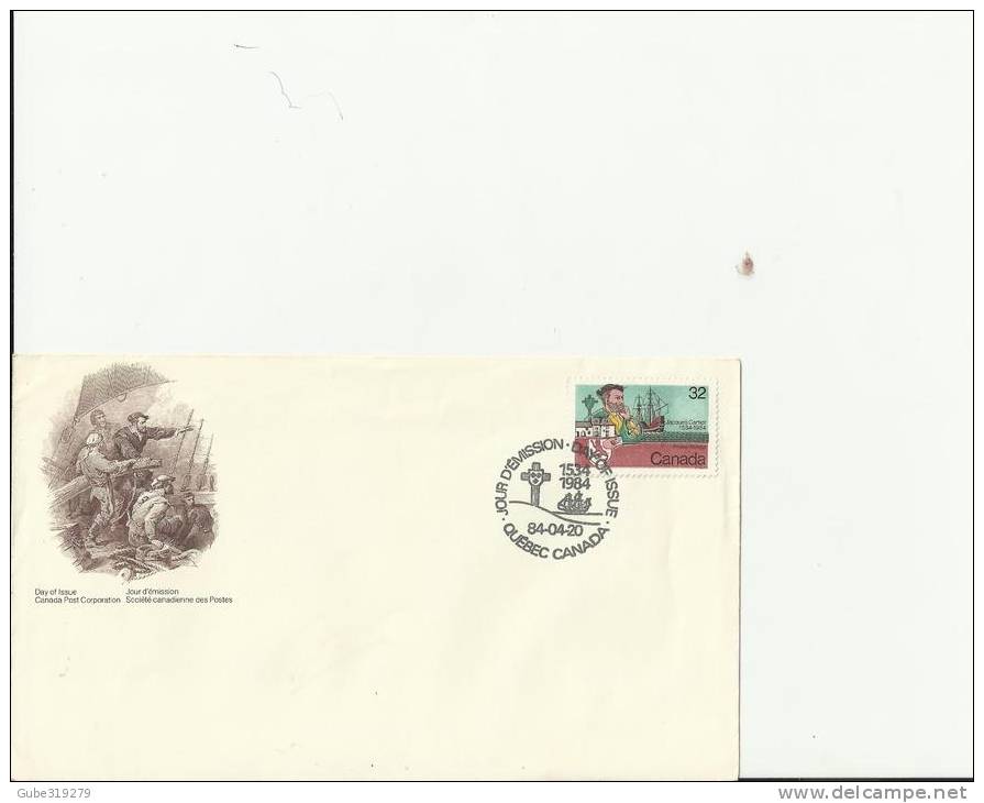 CANADA 1984 . FDC 450 YEARS CARTIER´S LANDING IN QUEBEC   W 1 ST OF  32 C POSTM. QUEBEC   APR 20 RE 2096 - 1981-1990