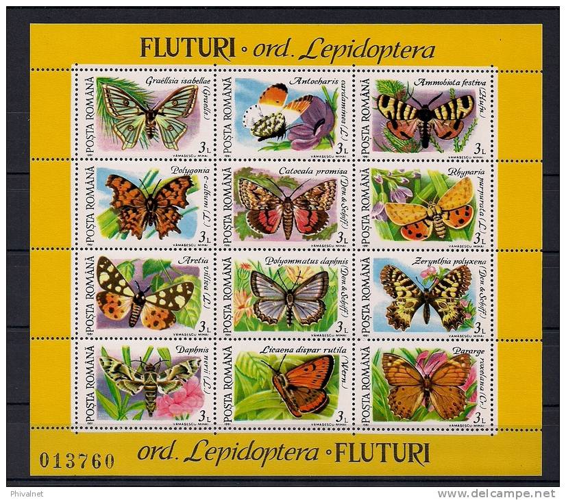 RUMANIA, YVERT HB.214**, SERIE EN NUEVO, TEMA MARIPOSAS - Mariposas