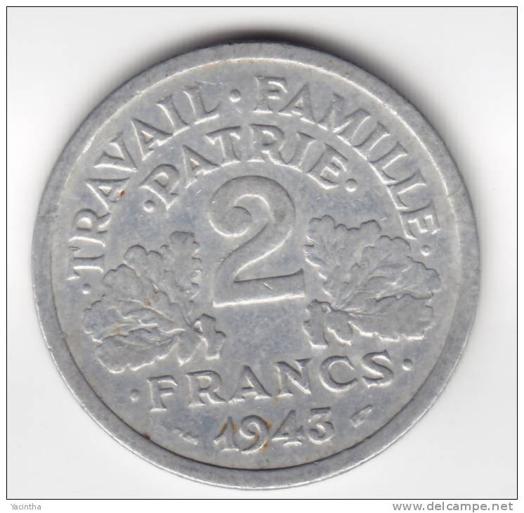 @Y@   Frankrijk  2 Francs  1943 Aluminium    (2188) - Autres & Non Classés