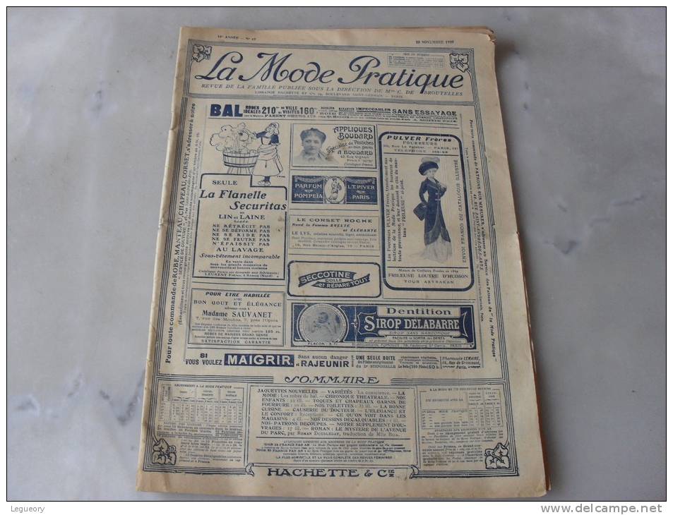 La Mode Pratique  18 Eme Année  N° 47   20 Novembre 1909 - Fashion