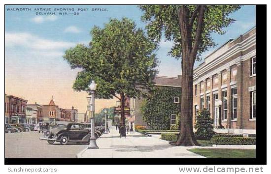 Wisconsin Delavan Walworth Avenue Showing Post Office - Other & Unclassified