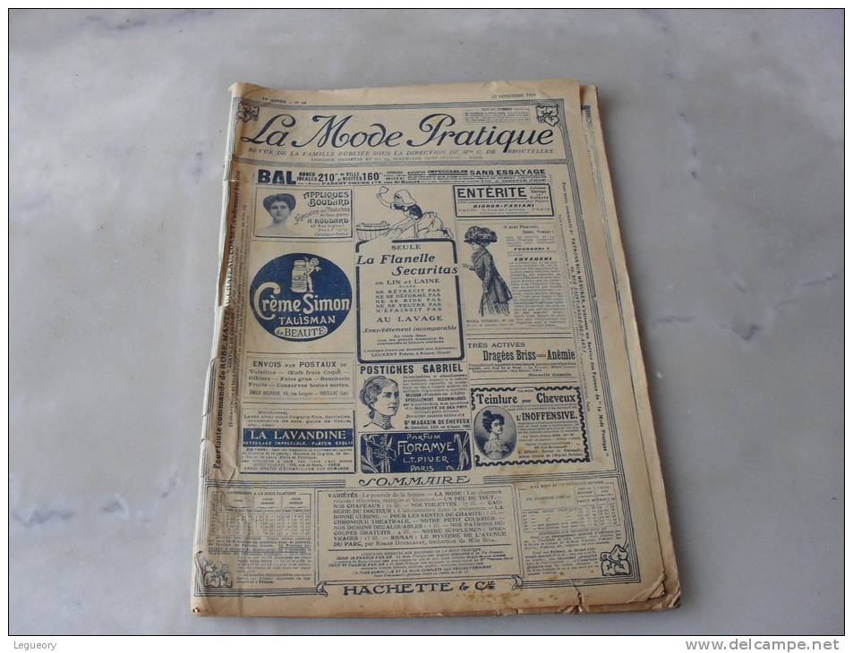 La Mode Pratique  18 Eme Année  N° 48   27  Novembre 1909 - Fashion