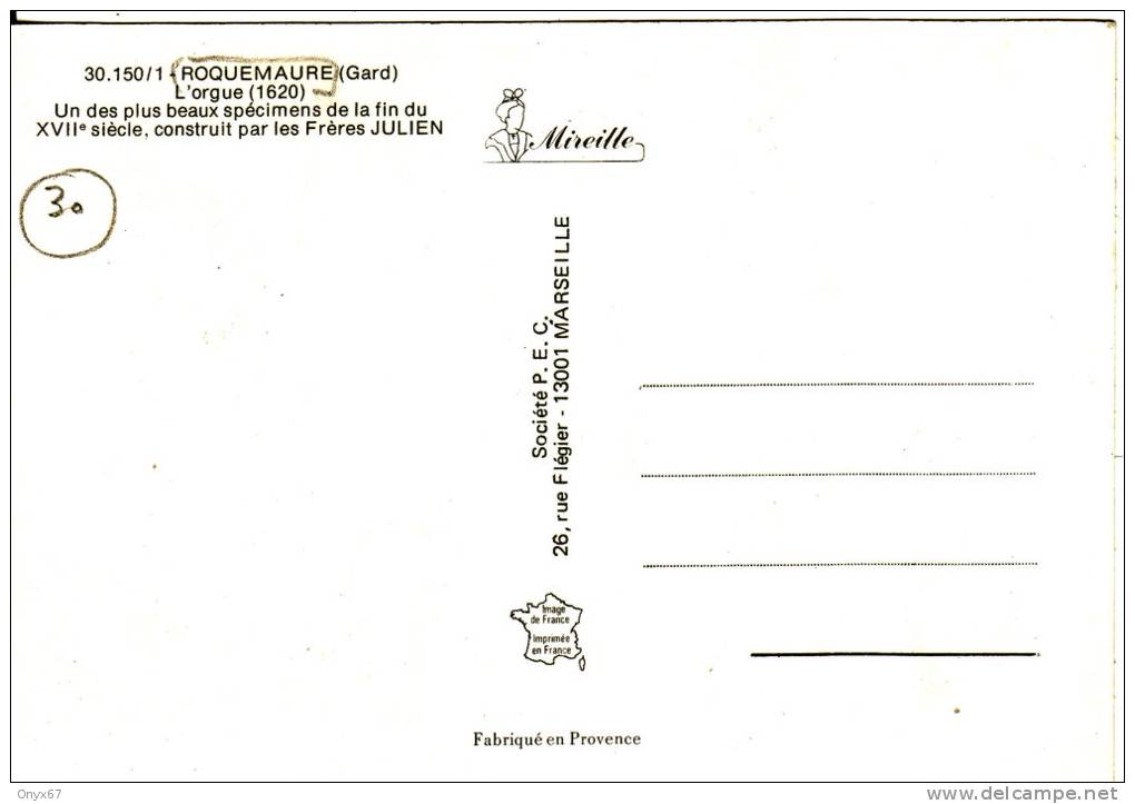 CPM-ROQUEMAURE-ORGUE-ORGE L-ORGAN- ORGUES- MUSIQUE-INSTRUMENT- VOIR 2 SCANS- - Roquemaure