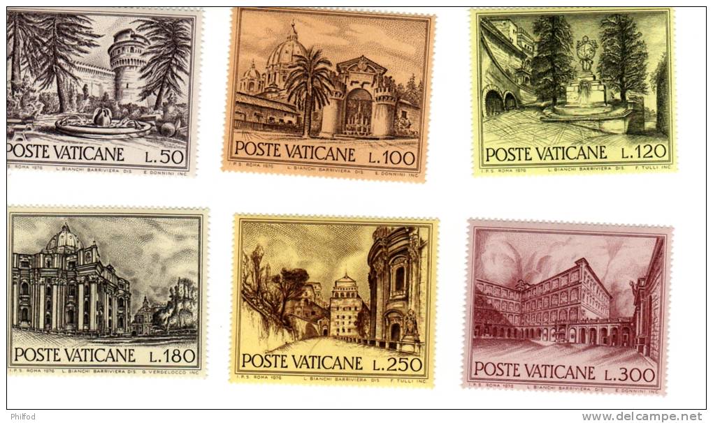 1976 - POSTE VATICANE - Serie De 6 Timbres L. BIANCHI BARRIVIERA 50,100,120,180,250 Et 300L - Unused Stamps