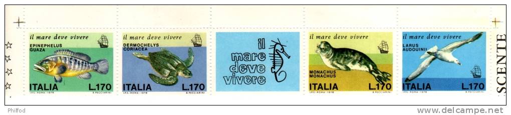 1978 - Il Mare Deve Vivere -blocs De 4 Timbres + Une Vignette - 1971-80: Neufs