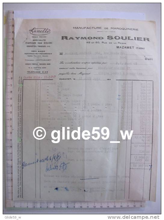 Manufacture De Maroquinerie Linette - Raymond SOULIER - Spécialité D'Articles Pour Ecoliers - Serviettes - Trousses - MA - Other & Unclassified