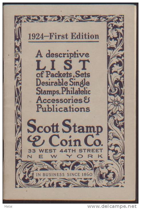 1924 SCOTT FIRST EDITION PRICE LIST,ORIGINAL AT EXCELLENT CONDITION - Other & Unclassified