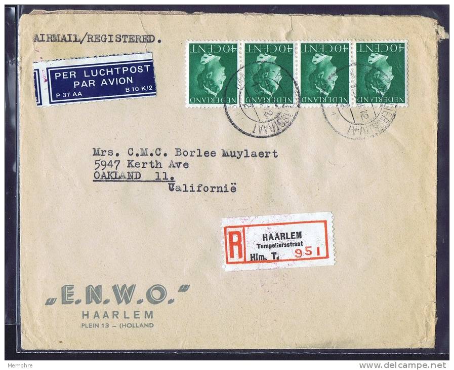 1947 Aantekenen  Luchtpost Brief Naar USA   343 X 4 - Brieven En Documenten