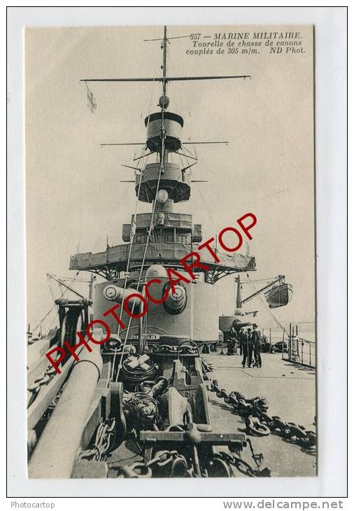 Marine Militaire-Tourelle De Canons Couples De 305mm-Bateaux-Marins-Militaria-Kriegsschiffe-Technique-Etat Superbe- - Guerra