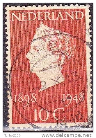 1948 Kortebalkstempel DONGEN Op Koningin Wilhelmina 10 Cent Roodoranje NVPH 504 - Poststempels/ Marcofilie