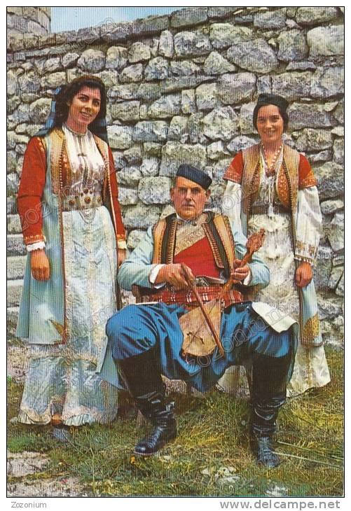 Crna Gora,Montenegro,Gusle, Ethnic Costume,folklore Guslar Fiddle Fiddler, Old Postcard - Zonder Classificatie