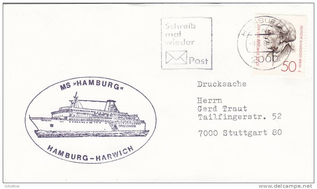 Schiffspost: MS "Hamburg", Hamburg-Harwich, Poststempel: Hamburg 9.5.1987 - Maritime