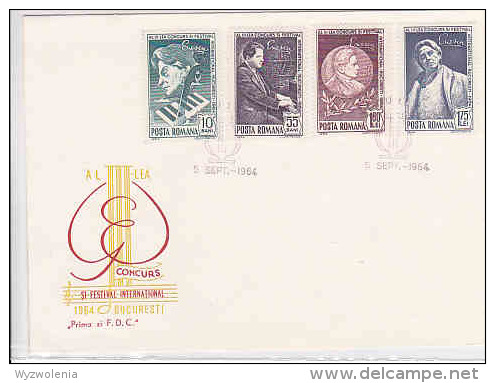 DV 1866) Rumänien Roumania MiNr. 2326-29 FDC, 3. Intern. Musikwettbewerb 'George Enescu', Klavier Piano Pianist Pianiste - Musique