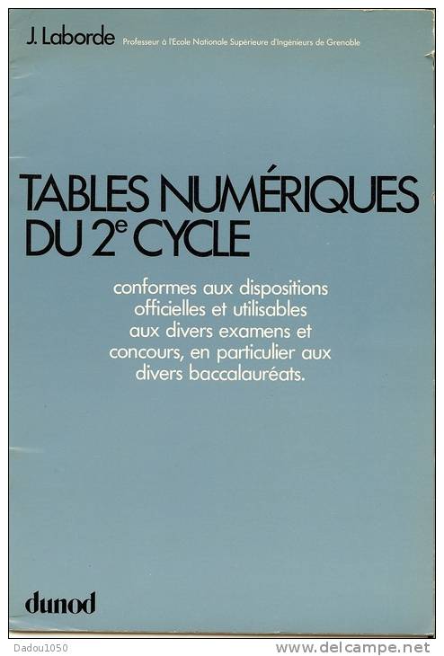 Tables Numériques Du 2 Cycle 1979 - 18 Ans Et Plus