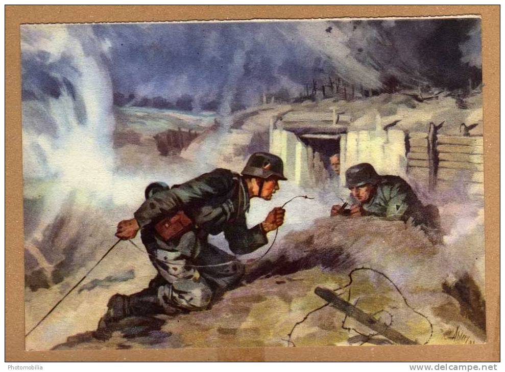 Original Postkarte NSKOV,Wehrmachts Soldaten Beim Telefonleitungsflicken,Weygand Linie - Guerra 1939-45