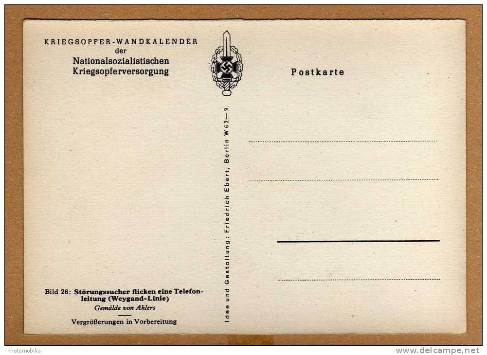 Original Postkarte NSKOV,Wehrmachts Soldaten Beim Telefonleitungsflicken,Weygand Linie - Guerra 1939-45