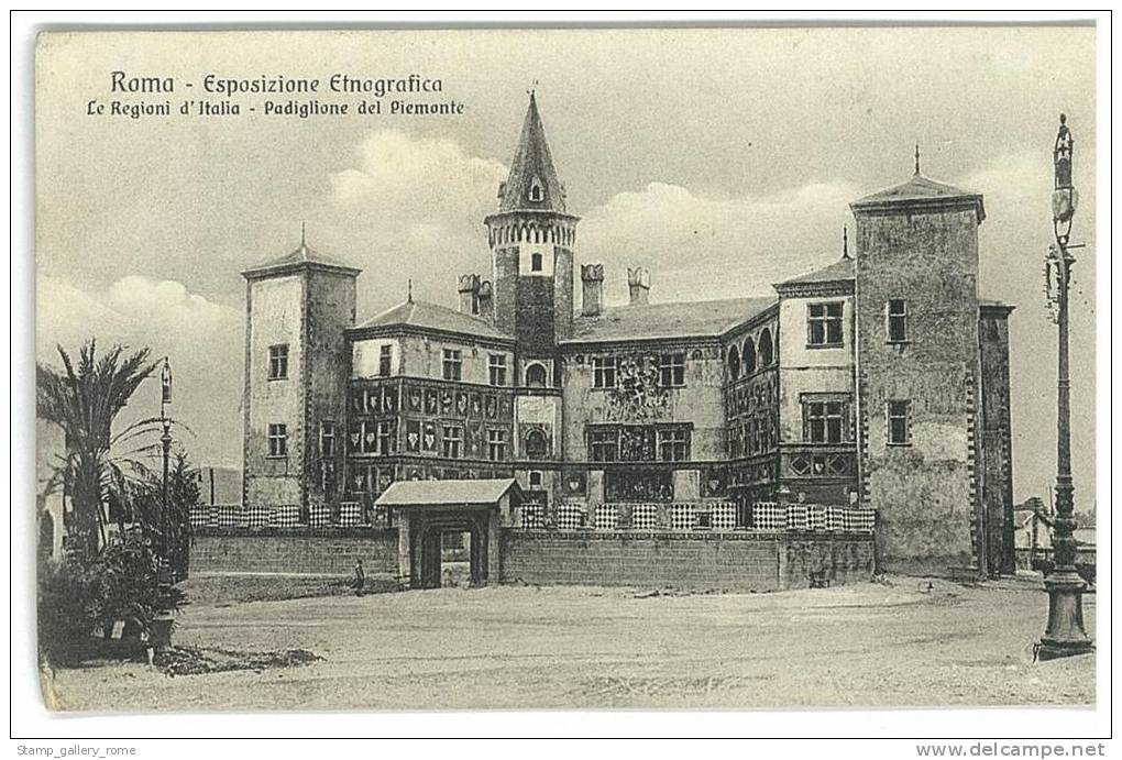 CARTOLINA -  ROMA - ESPOSIZIONE ETNOGRAFICA REGIONI D'ITALIA PADIGLIONE DEL PIEMONTE  - VIAGGIATA ANNO 1912 - Panoramische Zichten, Meerdere Zichten