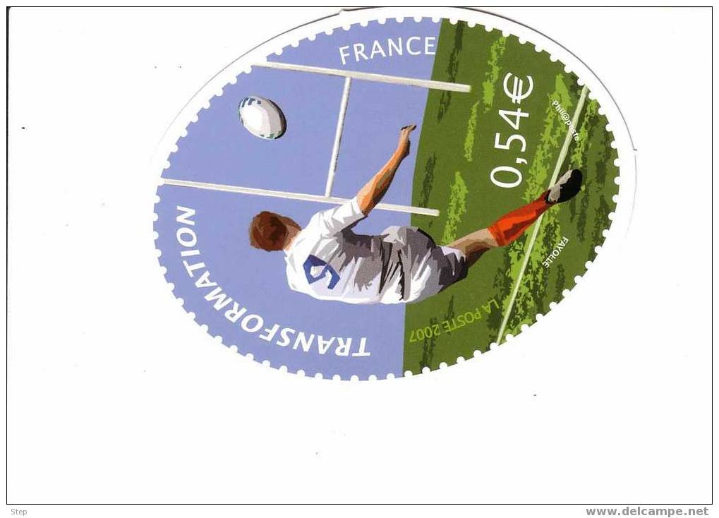 PAP : PSEUDO PAP COUPE DU MONDE DE RUGBY Timbre Ovale "TRANSFORMATION" Avec Mention "Affranchir Ici" Format OVALE - Official Stationery