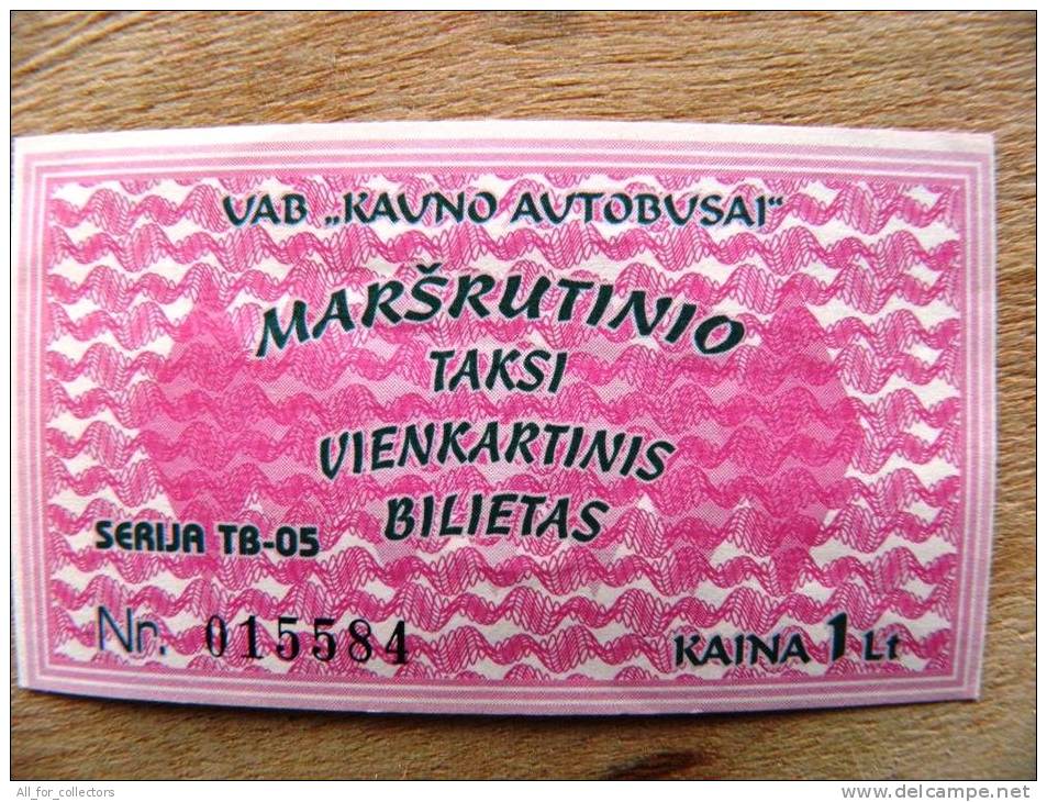 Micro Bus Ticket Of Kaunas City Lithuania, 1lt. Shuttle Taxi "kauno Autobusai" - Europe