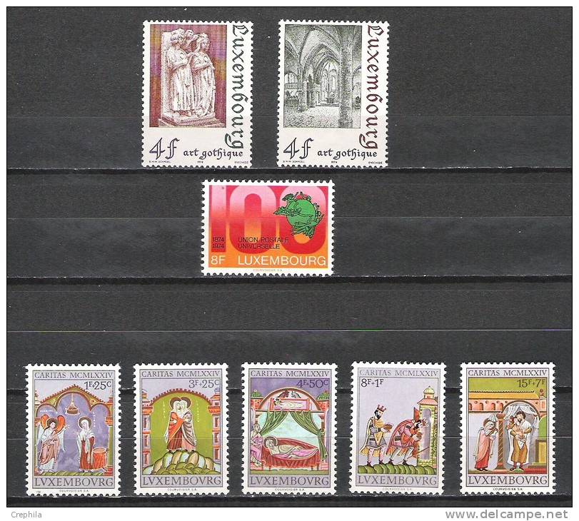 Luxembourg - 1974 - Y&T 837/8 + 840 + 843/7  - Neuf ** - Unused Stamps