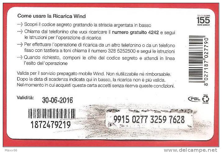 ITALIA - WIND - RICARICARD - RICARICA - MINUTO VERO - SCAD. GIUGNO 2016 - 5 EURO - Schede GSM, Prepagate & Ricariche