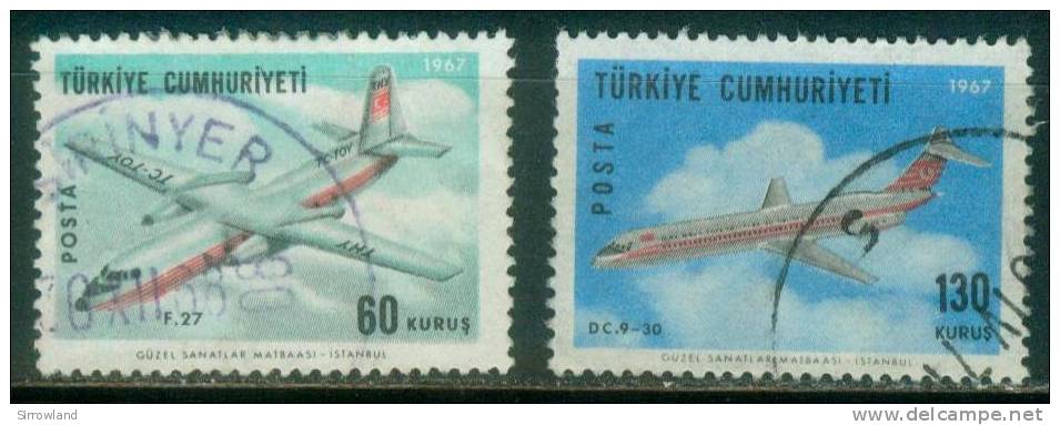 Türkei  1967  Flugzeuge Der Turkish Airlines  (2 Gest. (used))  Mi: 2047-48 (0,50 EUR) - Usati