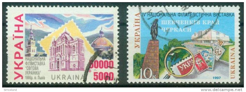 Ukraine  1995-97  Nationale Briefmarkenausstellungen  (2 Gest. (used) Kpl. )  Mi: 146, 203 (2,00 EUR) - Ucrania