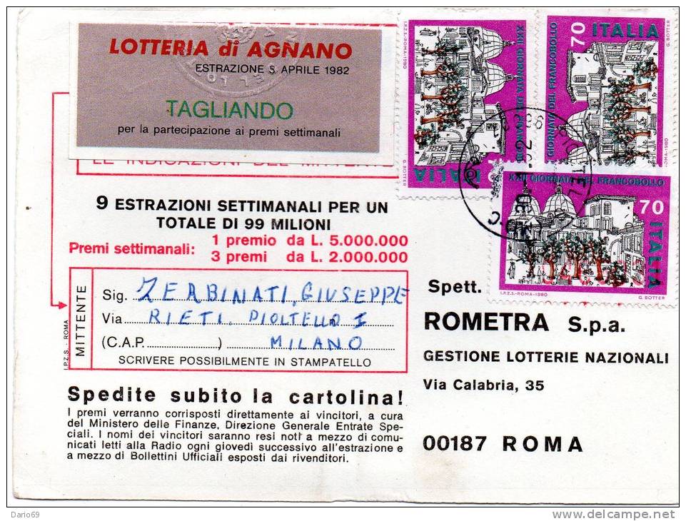 1982  CARTOLINA   CON ANNULLO PIOLTELLO MILANO - 1981-90: Storia Postale