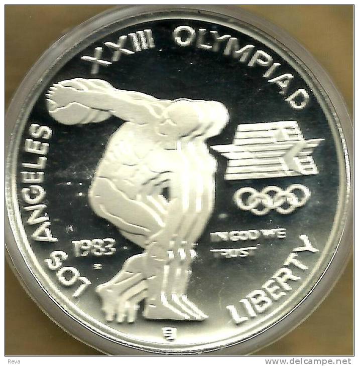 USA UNITED STATES 1 DOLLAR EAGLE EMBLEM FRONT LA OLYMPIC GAME BACK 1983 AG SILVER KM209 READ DESCRIPTION CAREFULLY !!! - Gedenkmünzen