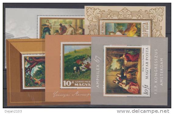 Hungary 5 Mini Sheets Art MNH ** - Oblitérés