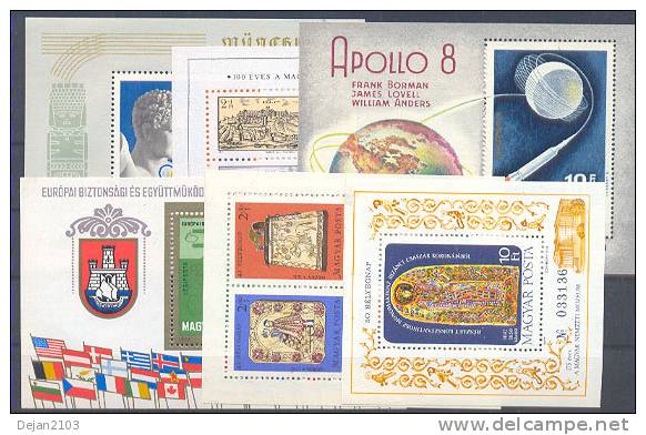 Hungary Cosmos,art,flags 6 Mini Sheets MNH ** - Ongebruikt