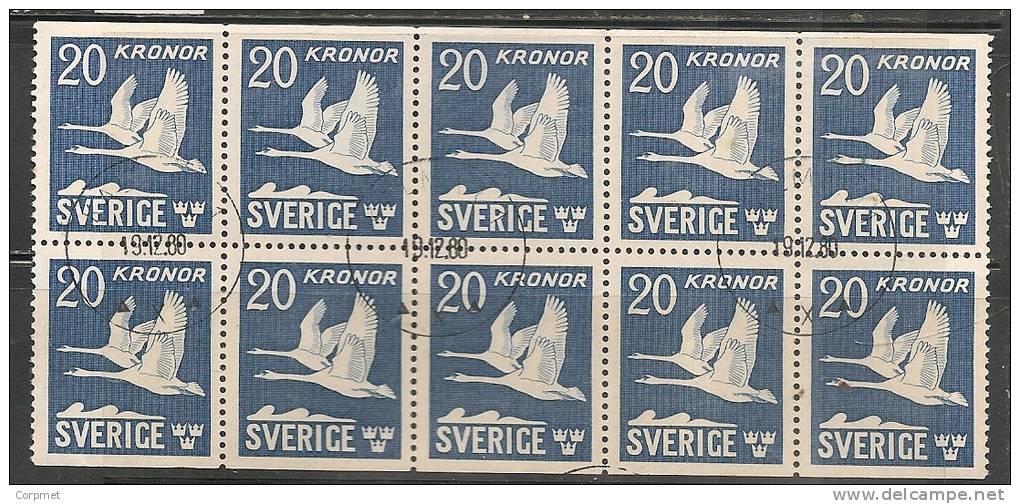 SWEDEN - 1942-53 - POSTE AERIENNE - FAUNA - BIRDS  - Carnet  De 200k  Yvert # C7a (II)  - USED - Gebruikt