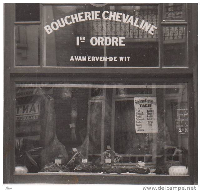 Bruxelles ? Boucherie Chevaline A. Van Erven-De Wit - Animée - à Situer - Carte-photo - Negozi