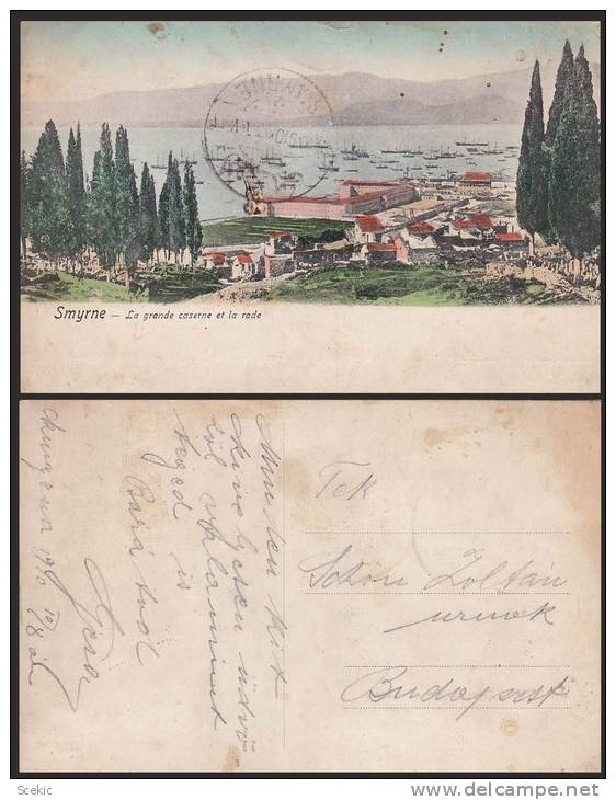 TURKEY GREESE SMYRNE- LA GRANDE CASERNE ET LA RADE OLD VINTAGE POSTCARD 1910 - D062 - Turquie