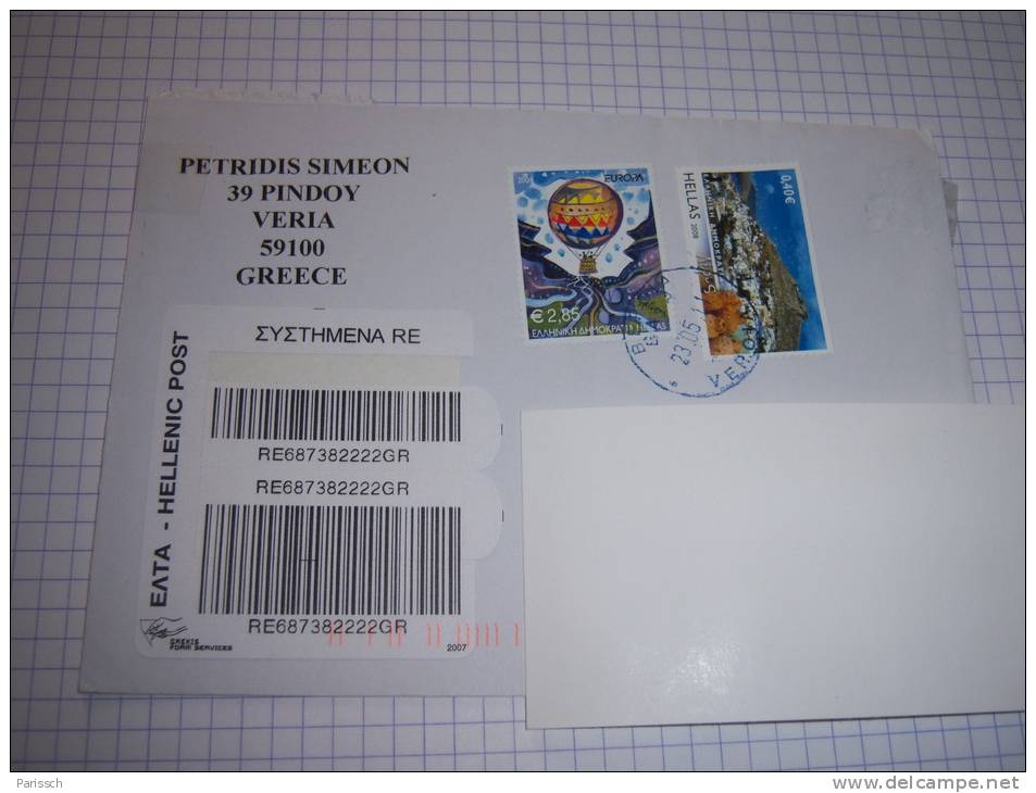 Courrier Recommandé De Grece - Mongolfière, Paysage - Lettres & Documents