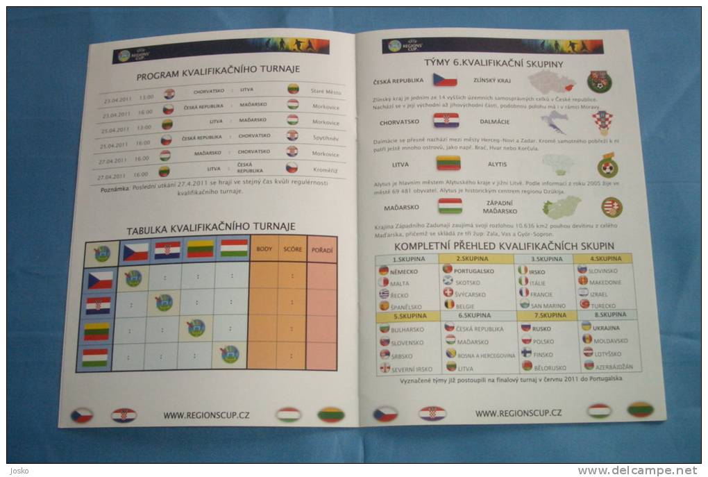 UEFA REGION'S CUP Zlin - Football Programme Soccer Fussball Programm Calcio Czech Republic Hungary Lithuania Croatia - Eintrittskarten