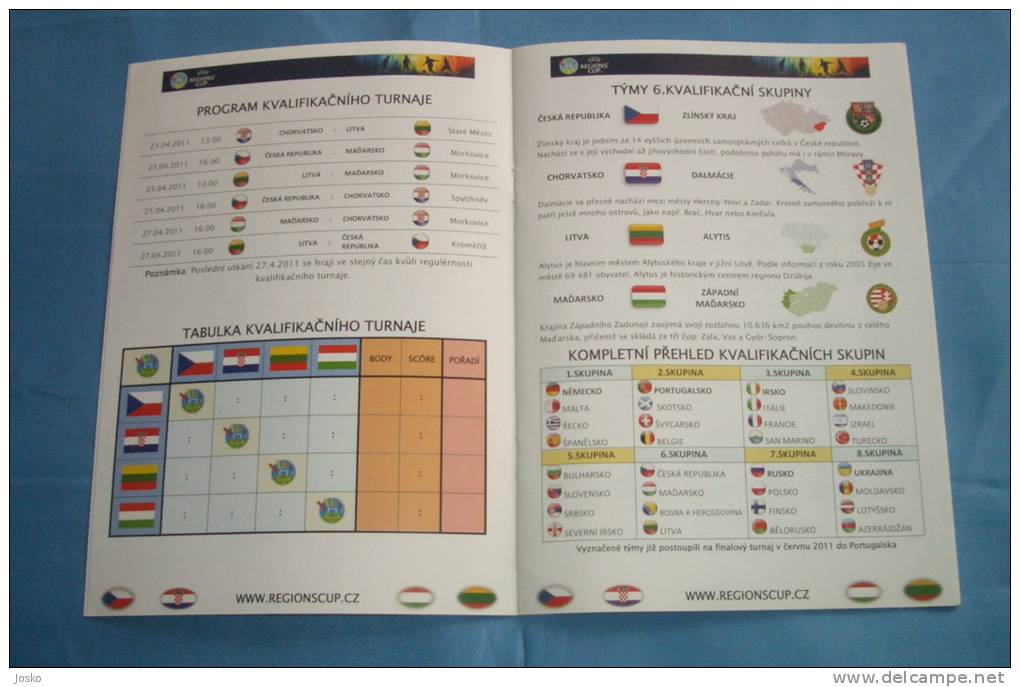 UEFA REGION'S CUP Zlin - Football Programme Soccer Fussball Programm Calcio Czech Republic Hungary Lithuania Croatia - Tickets D'entrée