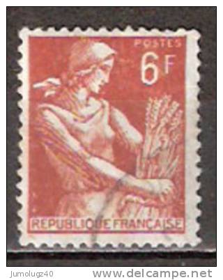 Timbre France Y&T N°1115 (03) Obl.  Type Moissonneuse  6 F. Brun-jaune. Cote 0,15 € - 1957-1959 Moissonneuse