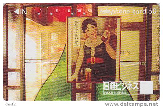 Télécarte Japon / 110-86093  - BIERE & Femme Poster - BEER & Girl Japan Phonecard - BIER & Frau - CERVEZA & MUJER - 456 - Publicité