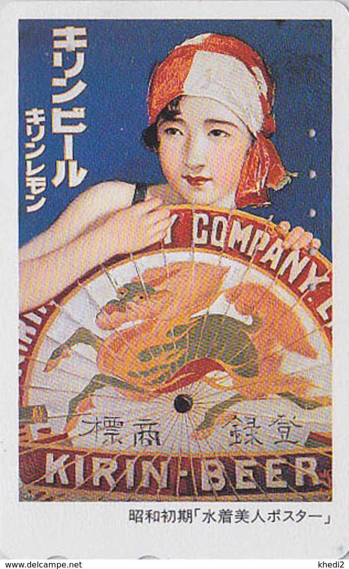 Télécarte JAPON / 110-016 - BIERE KIRIN & Femme Poster - BEER & Girl JAPAN Phonecard - BIER & Frau - CERVEZA - 460 - Publicidad