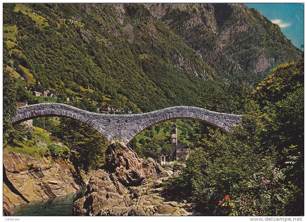 SUISSE,SCHWEIZ,SVIZZERA,SWITZERLAND,HELVETIA,SWISS ,TESSIN,LAVERTEZZO,valle Verzasca,locarno,ponte Romano A Doppia Arcat - Verzasca