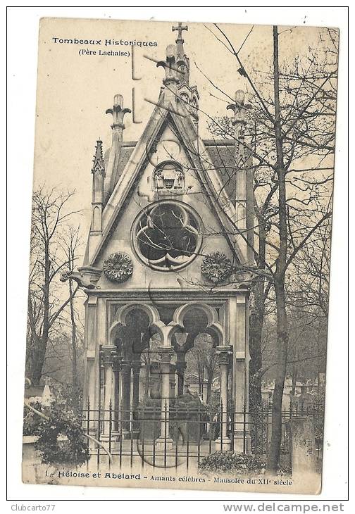 Paris20ème Arr(75): Le Monument Funéraire Héloise Et Abélard Au Cimetière Du Père Lachaise En 1909 (animé, Attelage) - Paris (20)