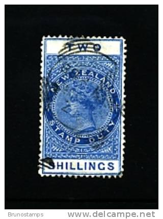 NEW ZEALAND - 1880  QV POSTAL FISCAL 2 S. BLUE   FINE USED - Fiscaux-postaux