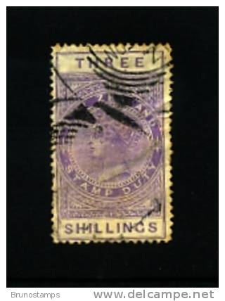 NEW ZEALAND - 1880  QV POSTAL FISCAL  3 S.   MAUVE   FINE USED - Fiscali-postali